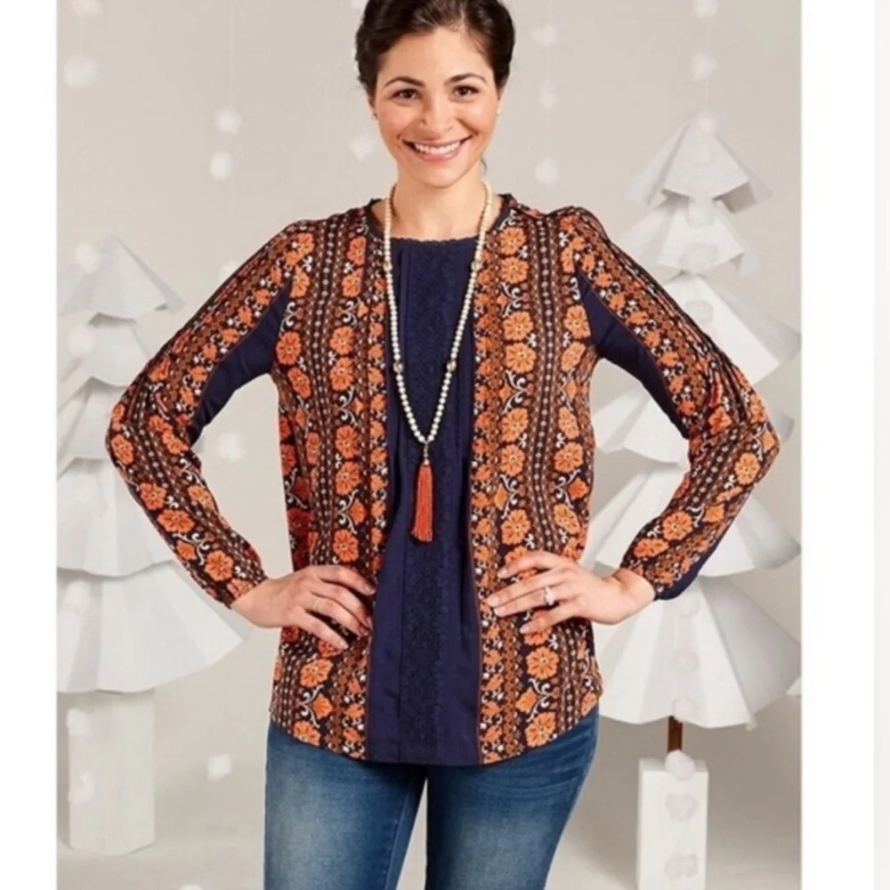Matilda Jane Floral Top Blouse Floret Pintuck Peasant Women’s Small